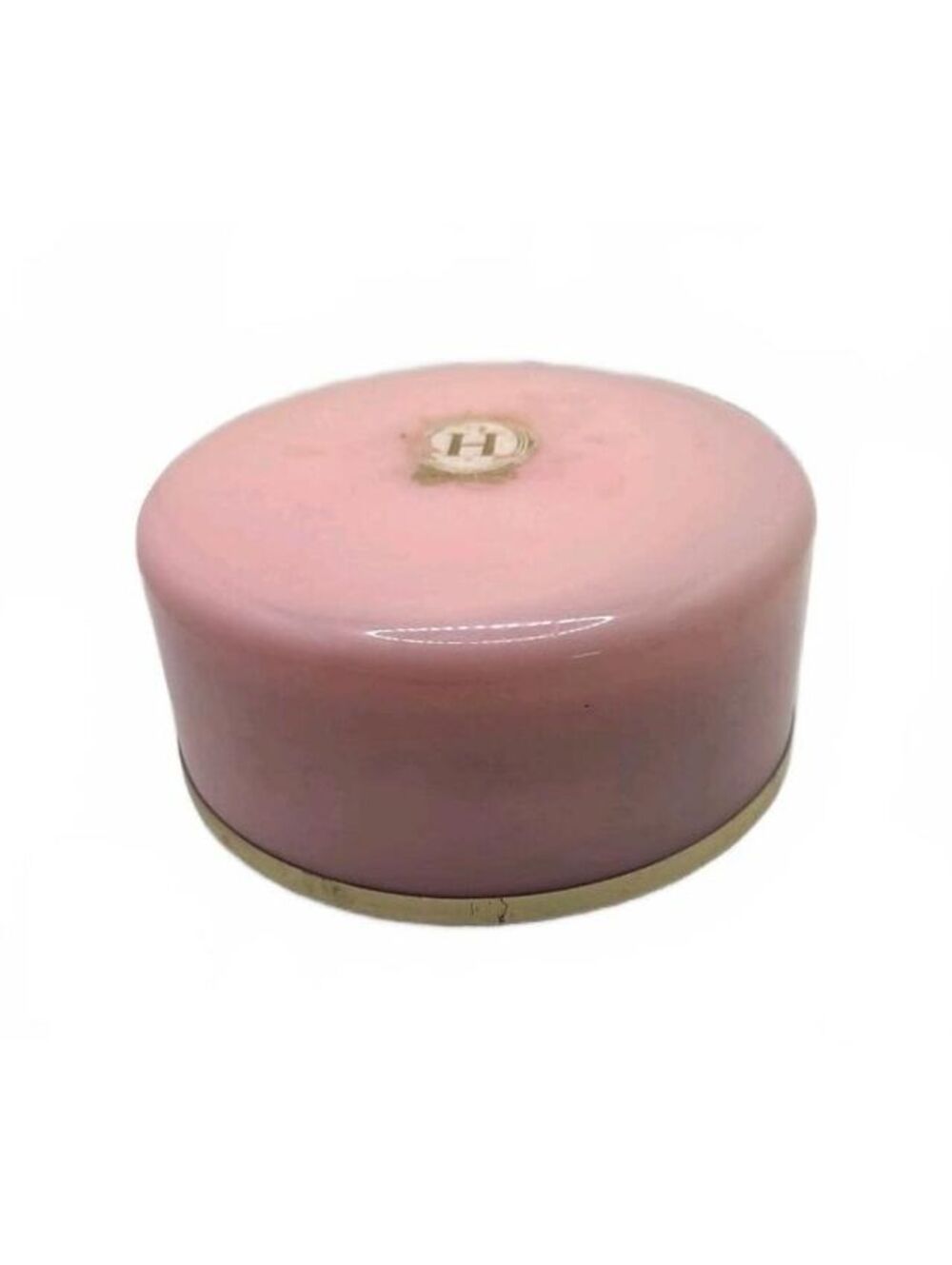 Vintage Houbigant Chantilly Dusting Powder Container Pink Base Gold Rim